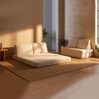 Dmora Sof&aacute; Cama 2 Plazas Albayz, Reclinable, Apertura Frontal, Asientos 2, 31x31 Cm Blanco