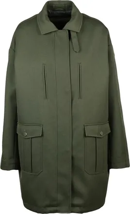 Patrizia Pepe Green Wool-Blend Double-Breasted Coat