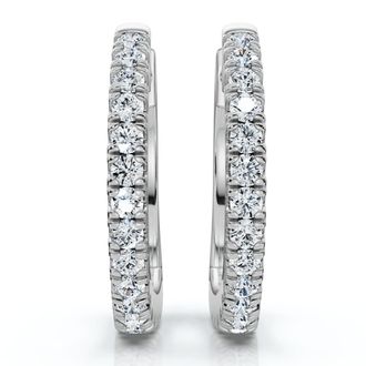 Pompeii3 Small Diamond Hoop Earrings 14k White or Yellow Gold Lab Grown 1/2 Tall