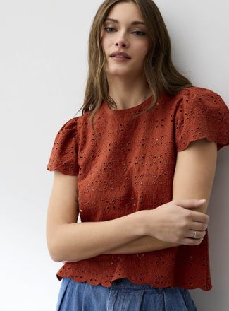 Icone Womens Broderie anglaise Tee Shirt