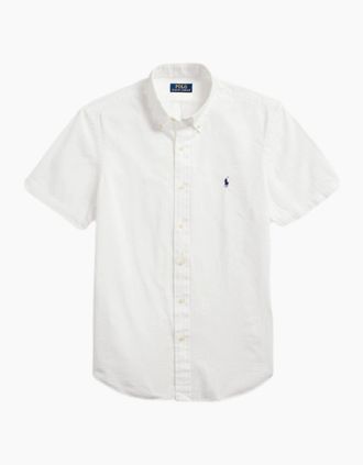 Polo Ralph Lauren Mens Polo Ralph Lauren Seersucker SS Shirt 001 White - Size: 38/Regular