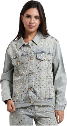 A|X Armani Exchange Jassen, Dames, Blauw, L, Denim, Gems Denim Jacket