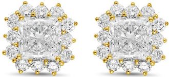 Diana M. Jewels 14kt yellow gold 8cts lab grown Radiant Cut Diamond Halo Earrings