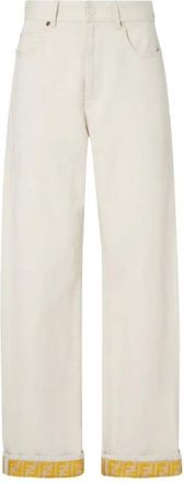 Fendi Wide Jeans, female, Beige, Size: XS FF Reverse Denim Jeans