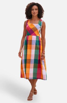 Yumi Seersucker Cotton Midi Sun Dress in Multi at Nordstrom, Size 14