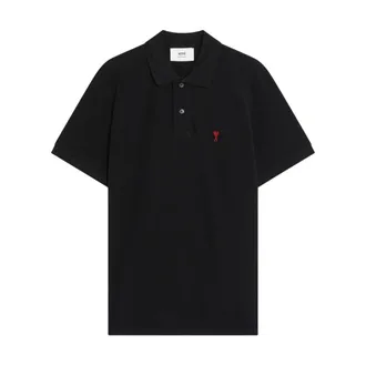 Ami Quota Polo - male - Ami Paris - Polo Shirts - Black - XL - Tops