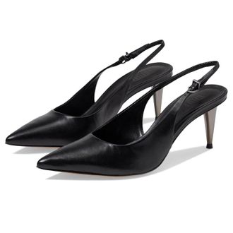 Schutz Womens Schutz Suzane Black Leather Pointed Toe Pin Heel Slingback HTAT497