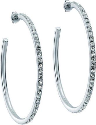 Ted Baker Claire Large Crystal Hoop Earrings in Silver Tone /Clear Crystal at Nordstrom