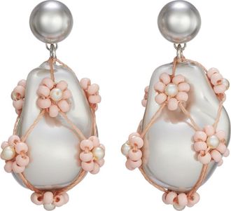 Tory Burch Curiosity Freshwater Pearl Drop Earrings in Tory Silver/Pink at Nordstrom