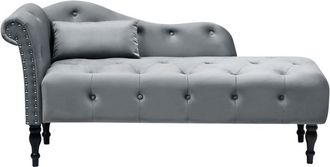 Beliani Beliani - Retro Left Hand Chaise Lounge Velvet Button Tuft with Cushion Grey Ivry