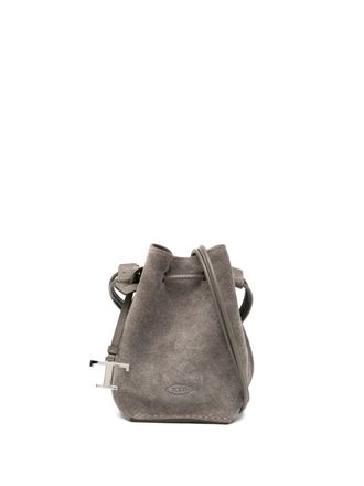Tod's mini suede bucket bag - women - Calf Suede - One Size - Grey