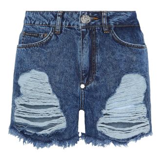 Philipp Plein Dames, Korte broeken, Blauw, Maat: W27 Katoen