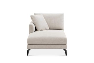 Castlery Lena Left Chaise Sofa Customized, Performance Linen Weave, Light Grey, Matte Black Legs, Spill Resistant, Removable Covers for Castlery