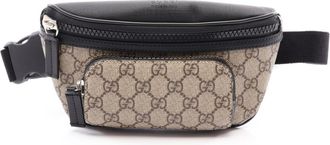 Gucci Beige Black Gg Supreme Leather Fanny Pack (Pre-Owned)