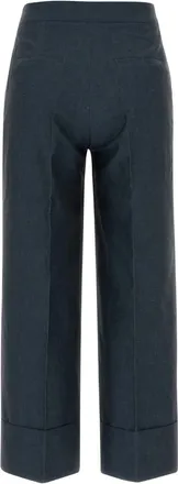 Pantaloni Torino Blu Exterior: Cotton Linen Pantaloni Trousers