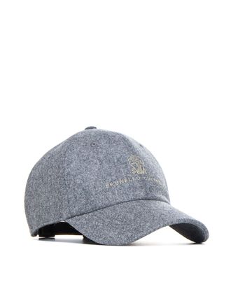 Brunello Cucinelli Mens Baseball Cap Wool Grey Virgin Hat