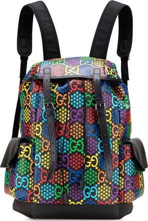 Gucci Black Multi-Color Pvc Leather Backpack (Pre-Owned)
