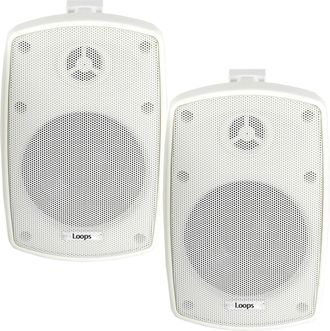 Loops 2x 8 160W White Outdoor Rated Speakers 8 OHM Weatherproof Wall Mounted HiFi