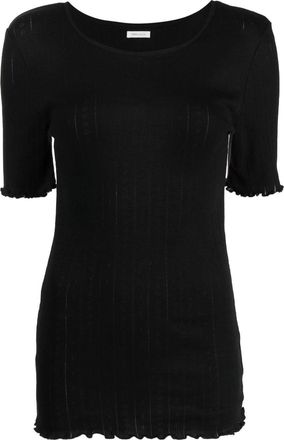 Skall Studio Edie Pointelle Tee - women - Cotton - S - Black