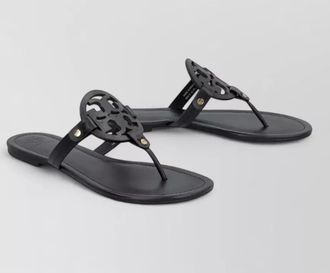 Tory Burch miller flat leather thong sandals logo