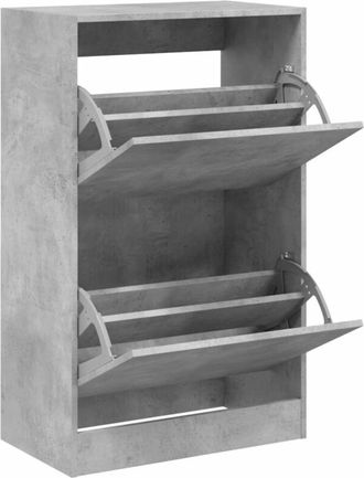 vidaXL Vidaxl - Zapatero de madera de ingeniería gris hormigón 60x34x96,5 cm