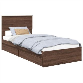 vidaXL Cama Con Almacenamiento Con Cabecera Roble Marr&oacute;n 90 X 200 Cm Vidaxl