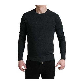 Dolce & Gabbana Truien & Vesten, Heren, Grijs, S, Wol, Crew Neck Sweater Classic Knit