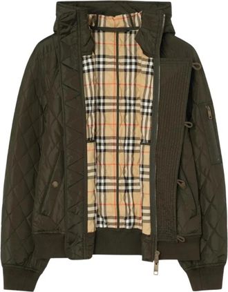 Burberry Elliston Quilted Bomber Jacket - Heren - Bomber jackets - Groen - M - Katoen - Jassen
