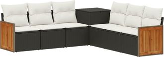 vidaXL Juego De Sof&aacute; 7 Uds. Negro Y Blanco Crema Vidaxl