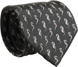 Dolce & Gabbana Zijde Verstelbare Strikdas Zeepaardje - Heren - Stropdassen - Zwart - ONE Size - Accessoires