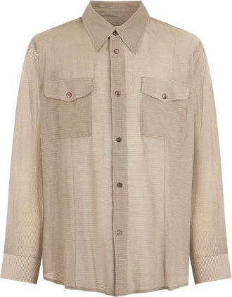 Our Legacy Geruite Zijden en Katoenen Overhemd - Heren - Casual Overhemden - Beige - M - Katoen - Overhemden