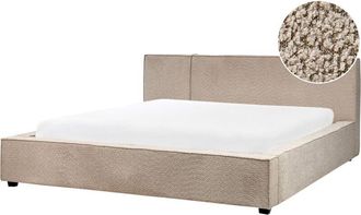 Beliani Modern EU Super King Size Boucle Bed Frame 6ft Wingback Headboard Bedroom Taupe Mirande