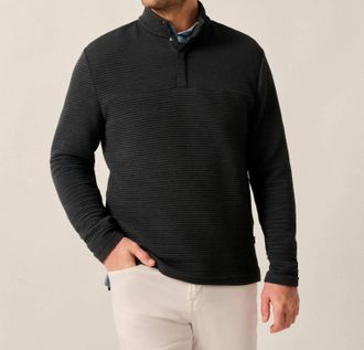 Johnnie-O Benjy Henley Pullover Top In Heather Black