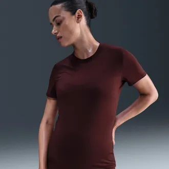 Nike Womens (M) One Dri-FIT Slim-Fit Short-Sleeve Top (Maternity) in Red | FN5001-652