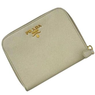 Prada Pre-owned Vintage Bi-fold Wallet - Dames - Pre-owned - Beige - Maat: ONE Size Leer