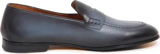 Doucal's Vintage Effect Loafer in Blauw en Zwart - Heren - Loafers - Blauw - 45 EU - Schoenen