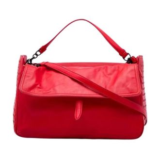 Bottega Veneta Pre-owned Woven Nappa Satchel - Dames - Pre-owned - Rood - Maat: ONE Size Leer