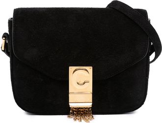 Celine Pre-owned Womens Suede Crossbody Bag With Tassel - Black Leather - One Size