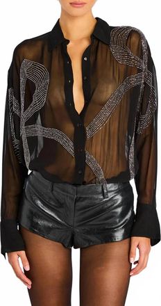 Retrofête Cherish Embellished Shirt In Black