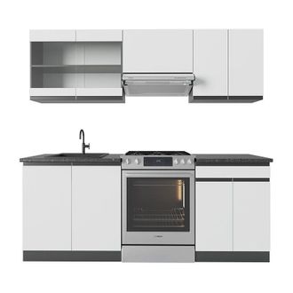Vicco Mueble De Cocina R-line, Blanco/antracita, 200 Cm, Et Antracita