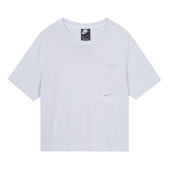 Nike (WMNS) Nike Sportswear Swoosh 3D Logo Loose Breathable Round Neck Short Sleeve Purple CZ8912-576