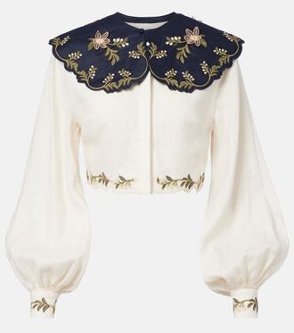 Agua Bendita Cumbre embroidered linen blouse