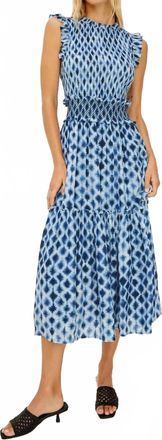 Rails Vivier Textured Chiffon Midi Dress In Sapphire Shibori