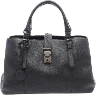 Bottega Veneta Pre-owned Intrecciato Roma Medium Lederen Handtas - Dames - Vintage Handtas - Zwart - ONE Size - Leer - Vintage