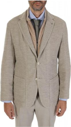 HUGO BOSS Jassen > Blazers - Heren - Blazers - Beige - 2XL - Leer - Jassen