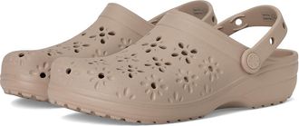 Crocs Classic Clogs with Floral Cut Out Design Slippers Taupe : Mens 8 - Womens 10 Medium, Synthetic