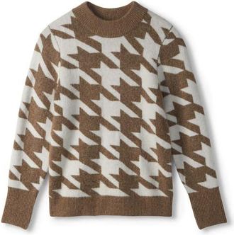 Hatley Everywhere Houndstooth Mock Neck Sweater in Oatmeal at Nordstrom, Size X-Large