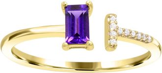 Diamond2Deal 10K Yellow Gold Amethyst and Diamond Engagement Ring ( 0.25Ct)