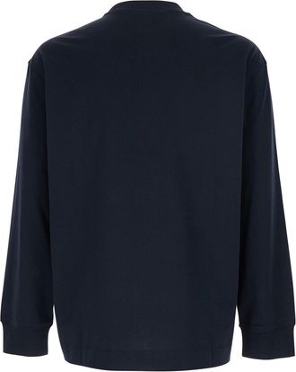 Emporio Armani Mens T-Shirt Long Sleeve Blue Cotton T-Shirts And Polos