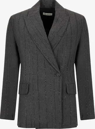 Antonelli Zweireihiger Wollblazer mit Paillettenstreifen Veneziana